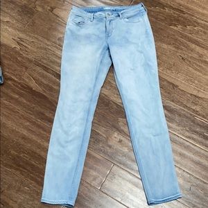 Blue denim skinny jeans